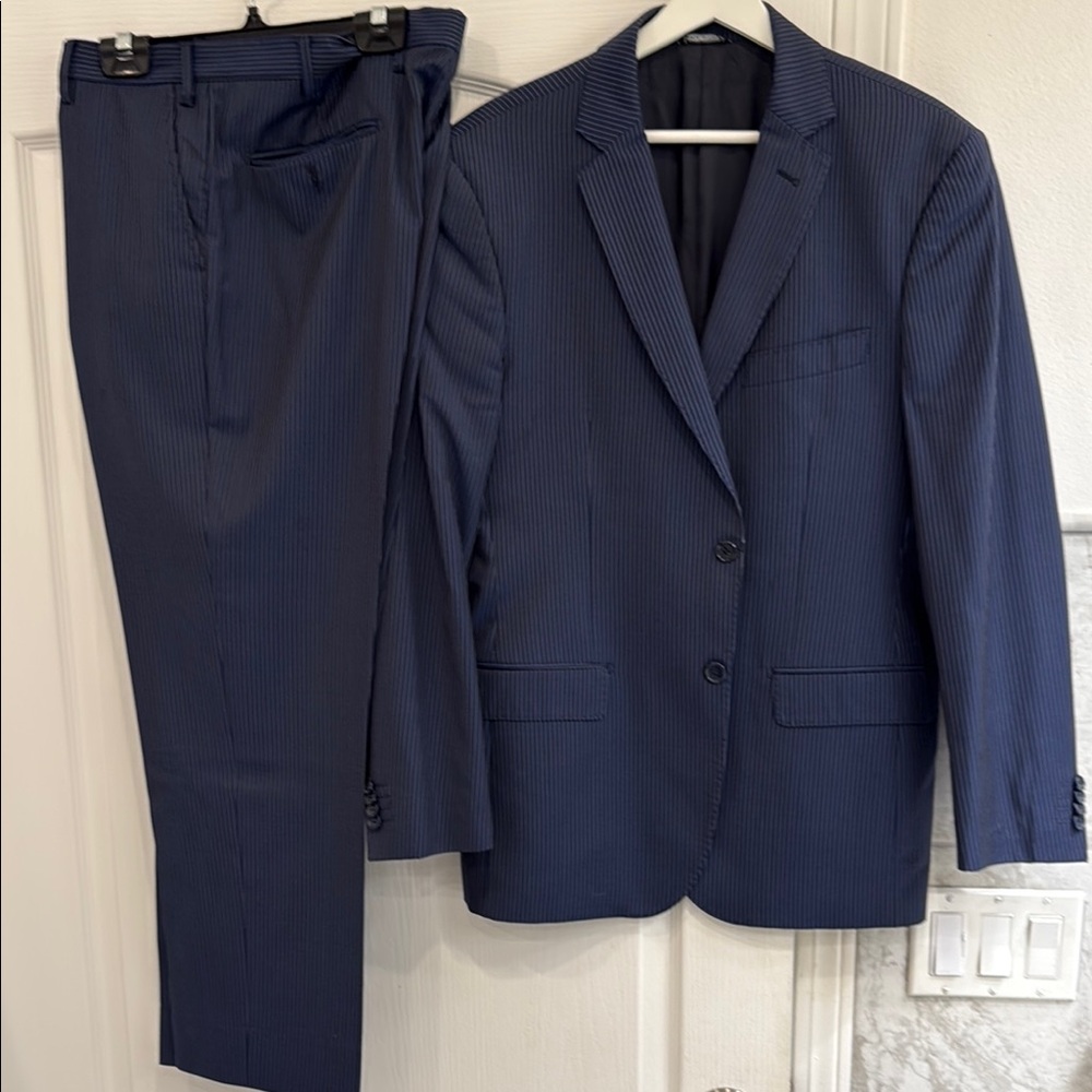 Men's Navy Pinstripe Suit